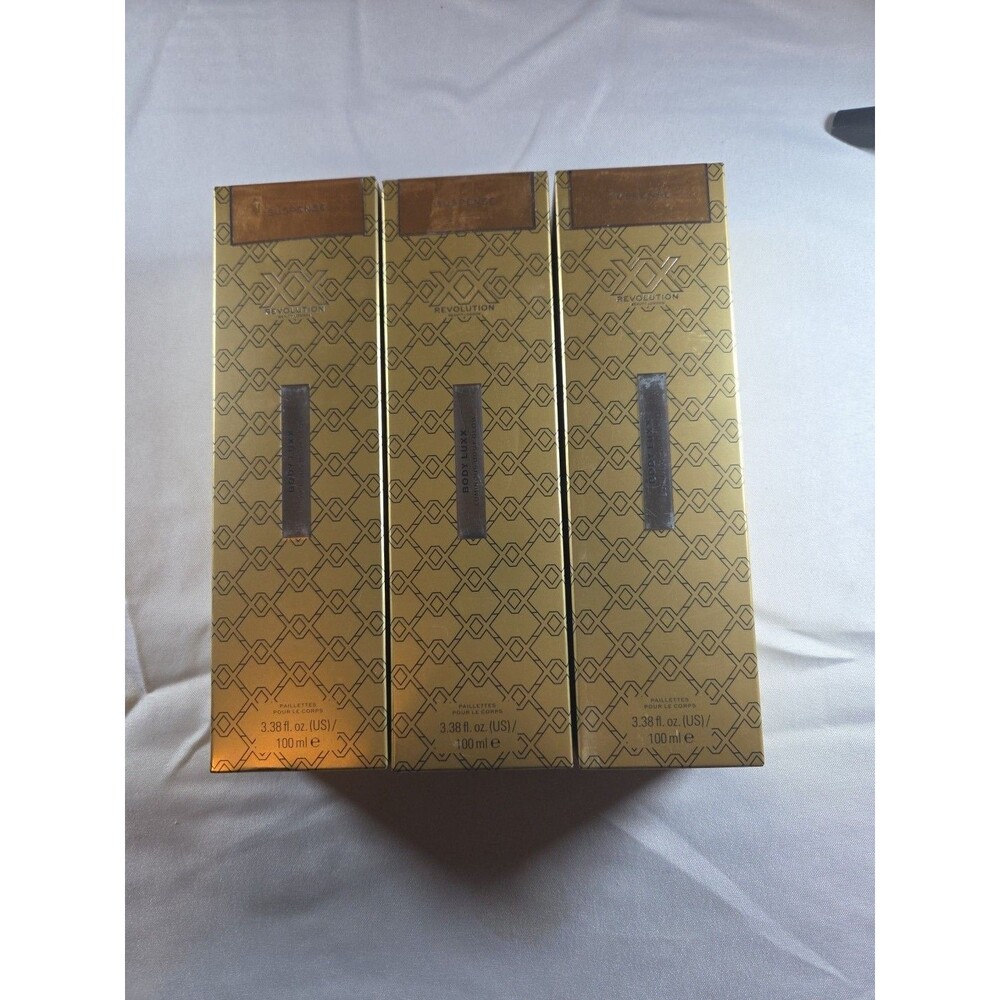 3Pack-Revolution Body Luxx Luminous Body Glow Skin Makeup Jojoba Oil Moisturizer